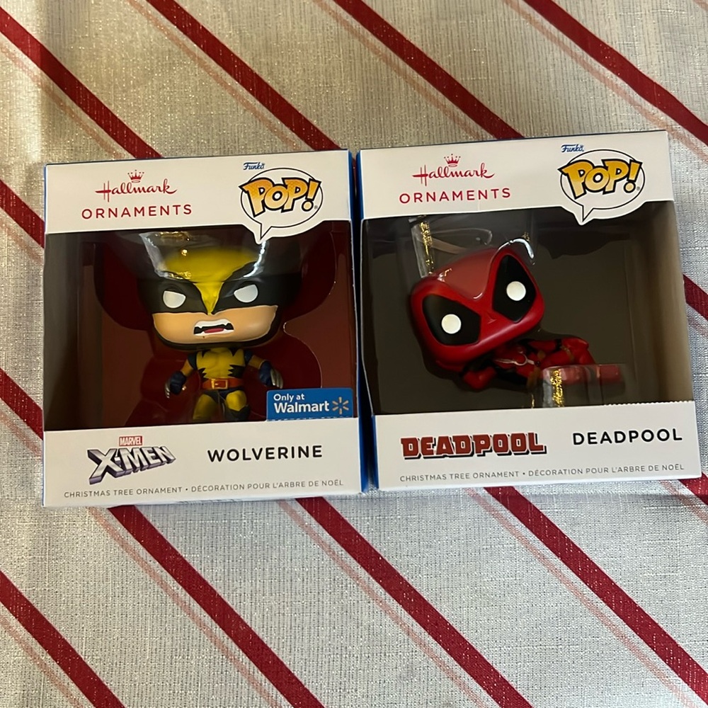 Wolverine and Deadpool Hallmark/Funko pop ornaments
New in box